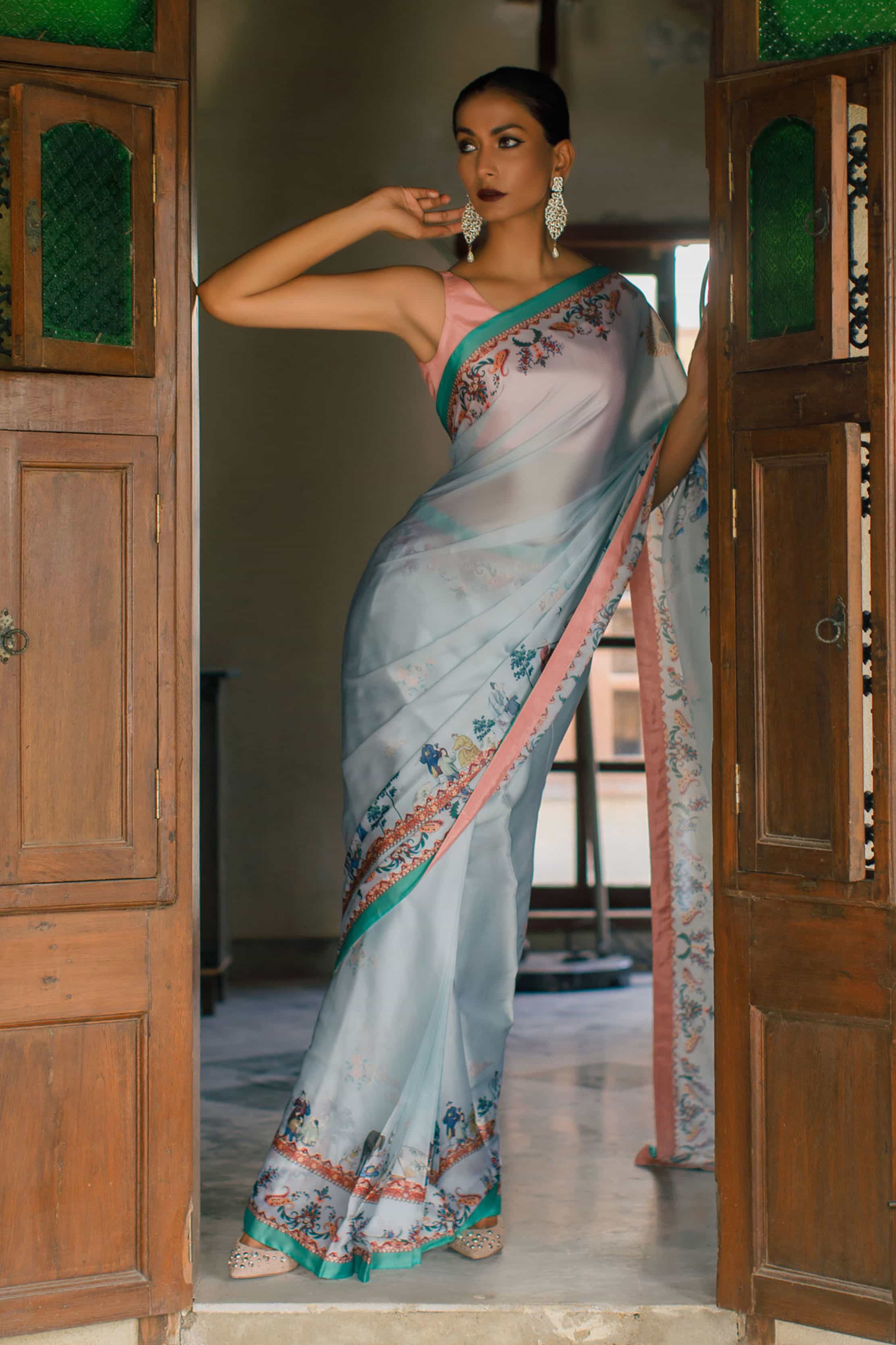 Printed Miniature Silk Sari With Choli
